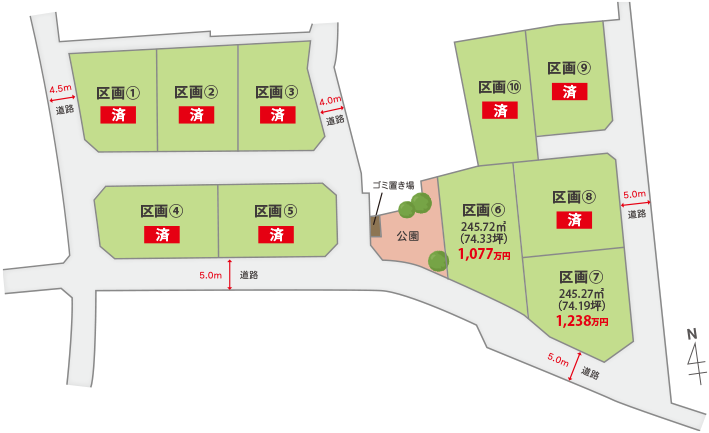 図:富士吉田市下吉田 全10区画