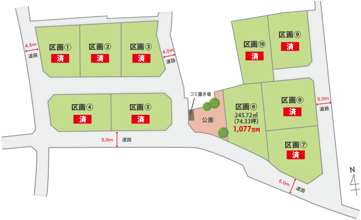 図:富士吉田市下吉田 全10区画