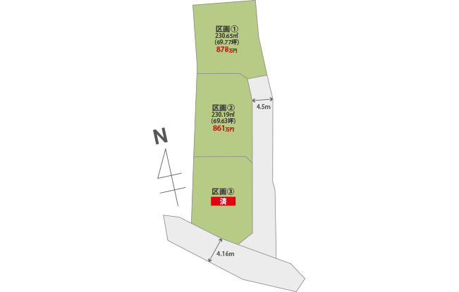 図:南アルプス市吉田 全3区画
