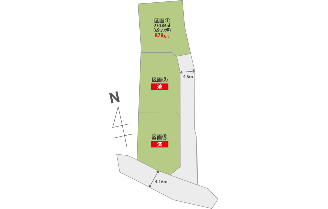 図：南アルプス市吉田 全3区画
