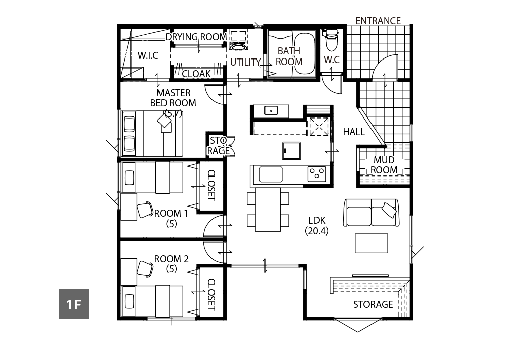 間取り図：28.06坪 平屋3LDK
