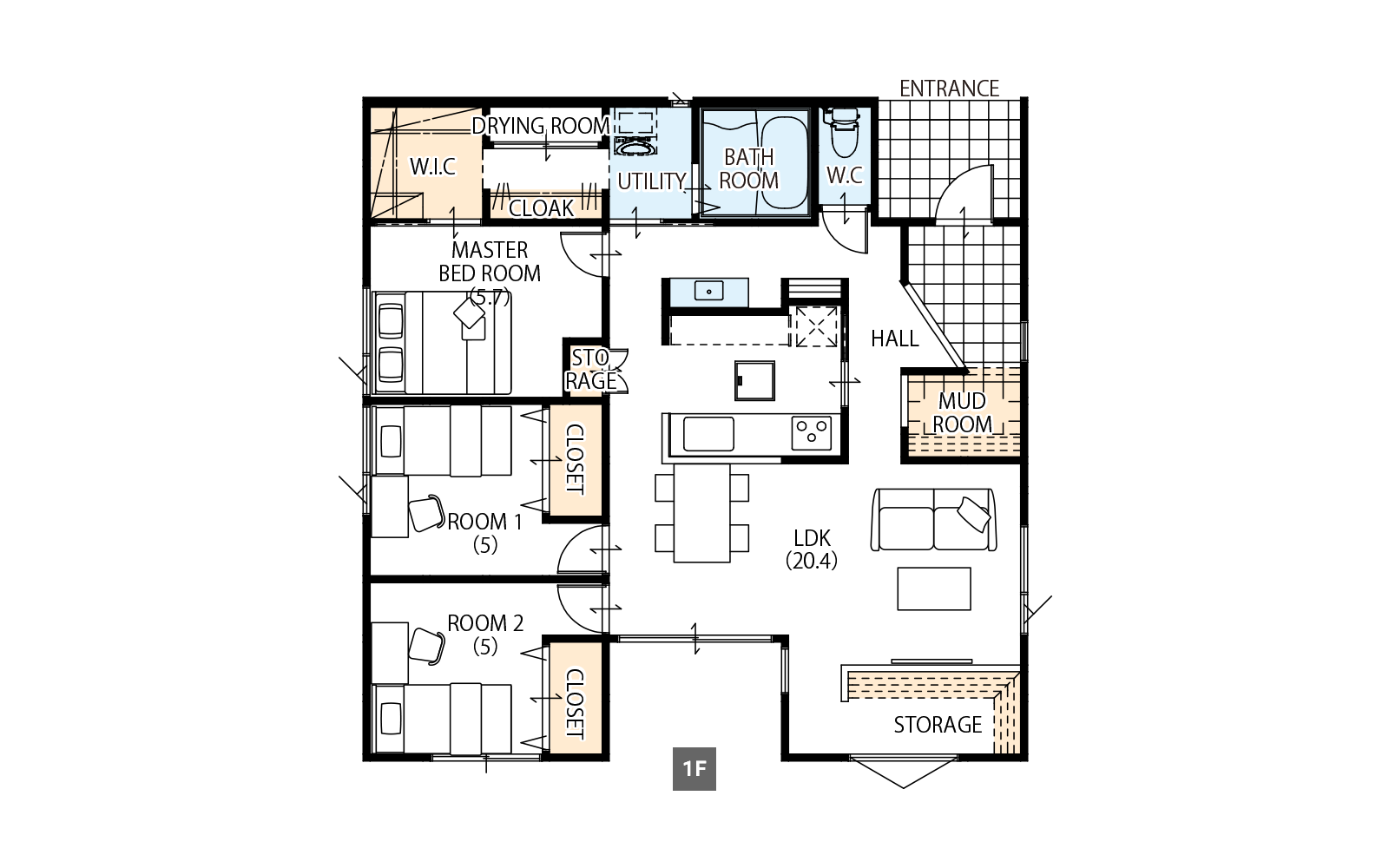 間取り図（PC）：28.06坪 平屋3LDK
