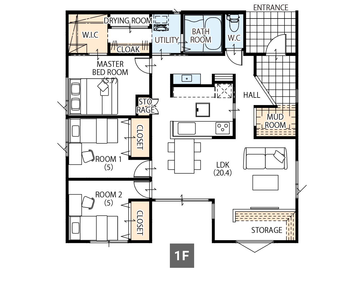 間取り図（SP）：28.06坪 平屋3LDK