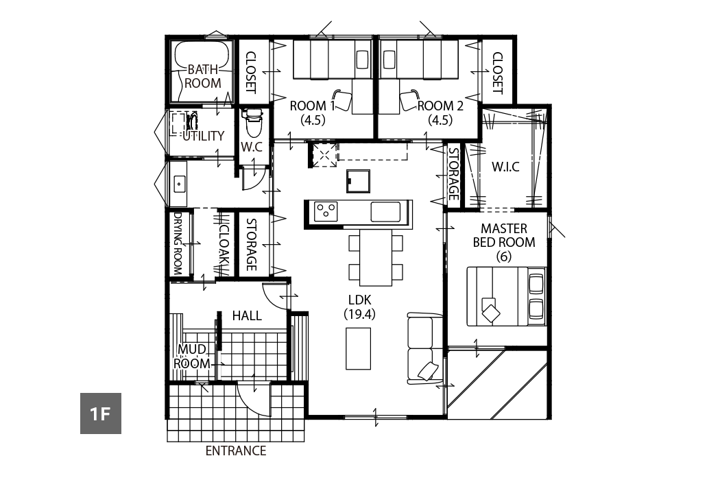 間取り図：27.81坪 平屋3LDK